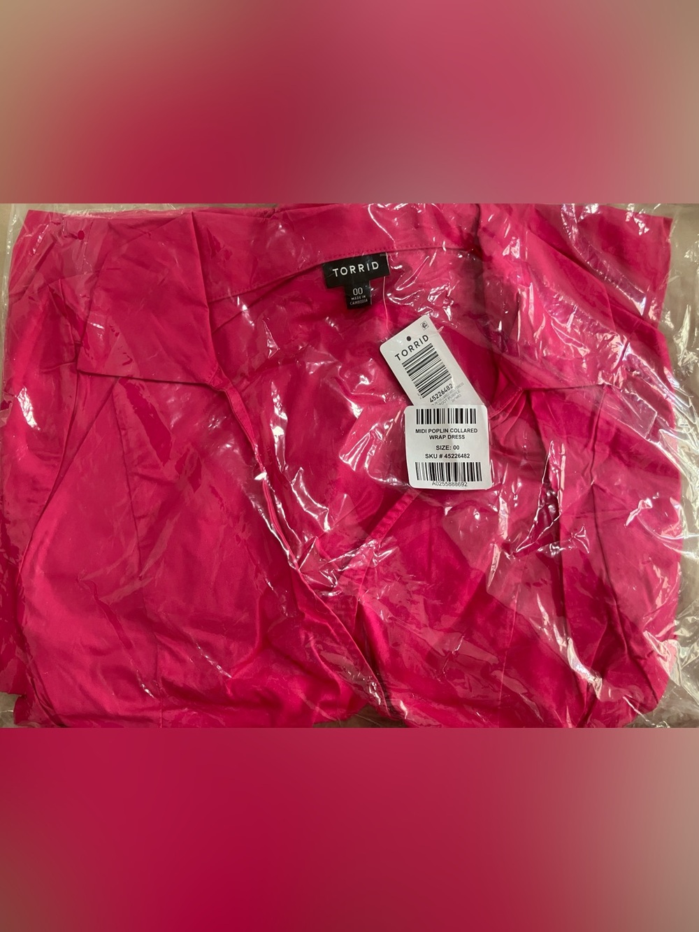 Torrid Cotton Poplin Surplice Midi Dress Size 00/US10 Beetroot Purple (Pink) NWT - Picture 16 of 16